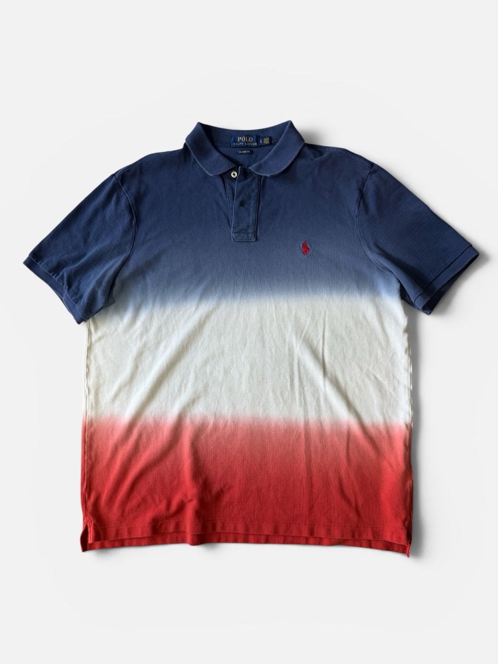Polo Ralph Lauren mens L Large classic fit dip dyed pique polo shirt EUC